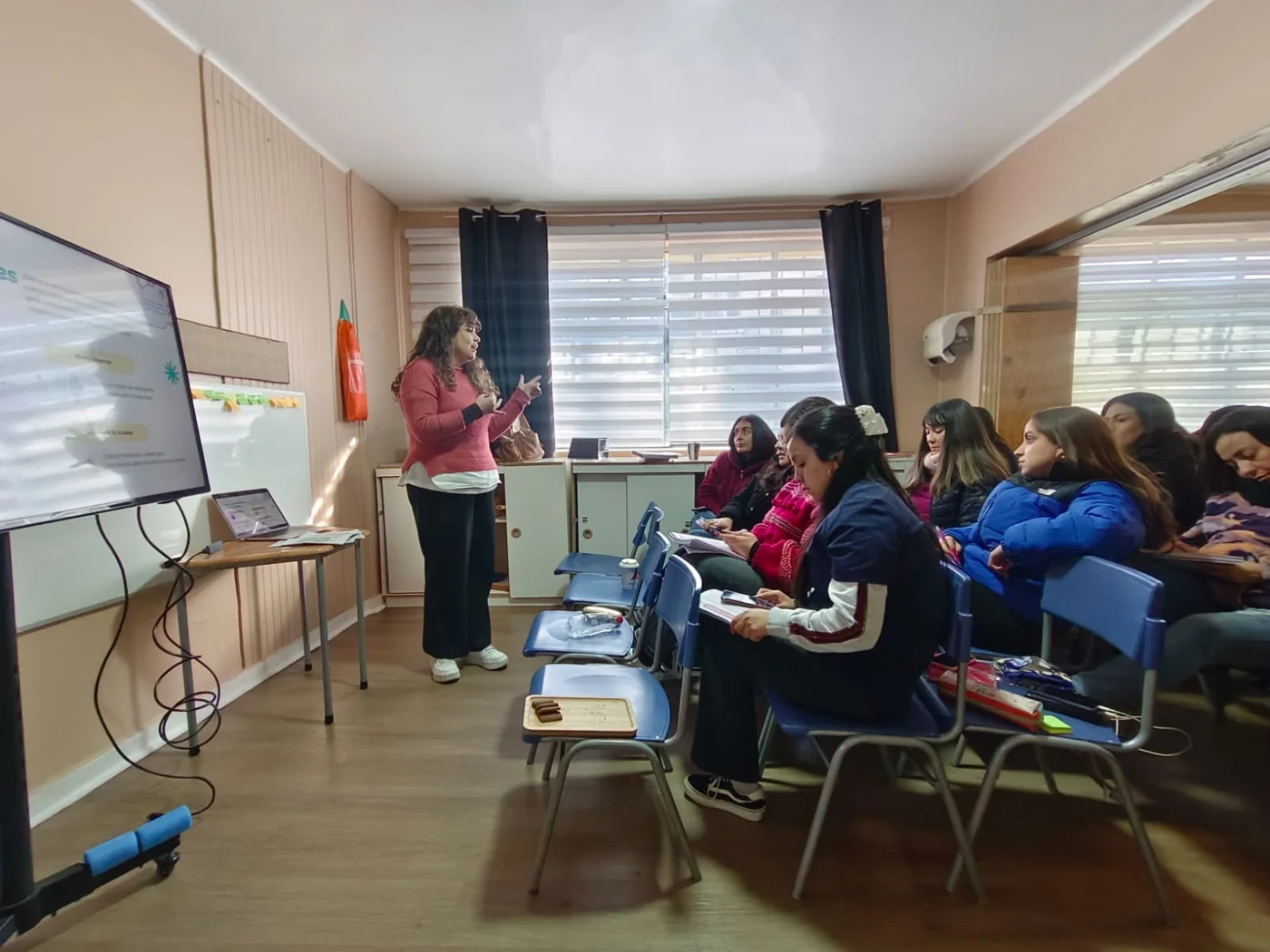 Constanza Mellado realizando una capacitación para profesionales